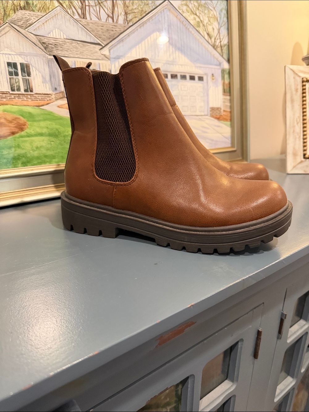 Soda Brown Chelsea Lug Sole Ankle Boots